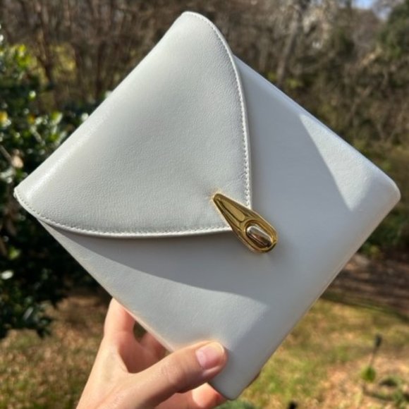 HAHN Designer White Leather Hard Case PURSE - Picture 3 of 11